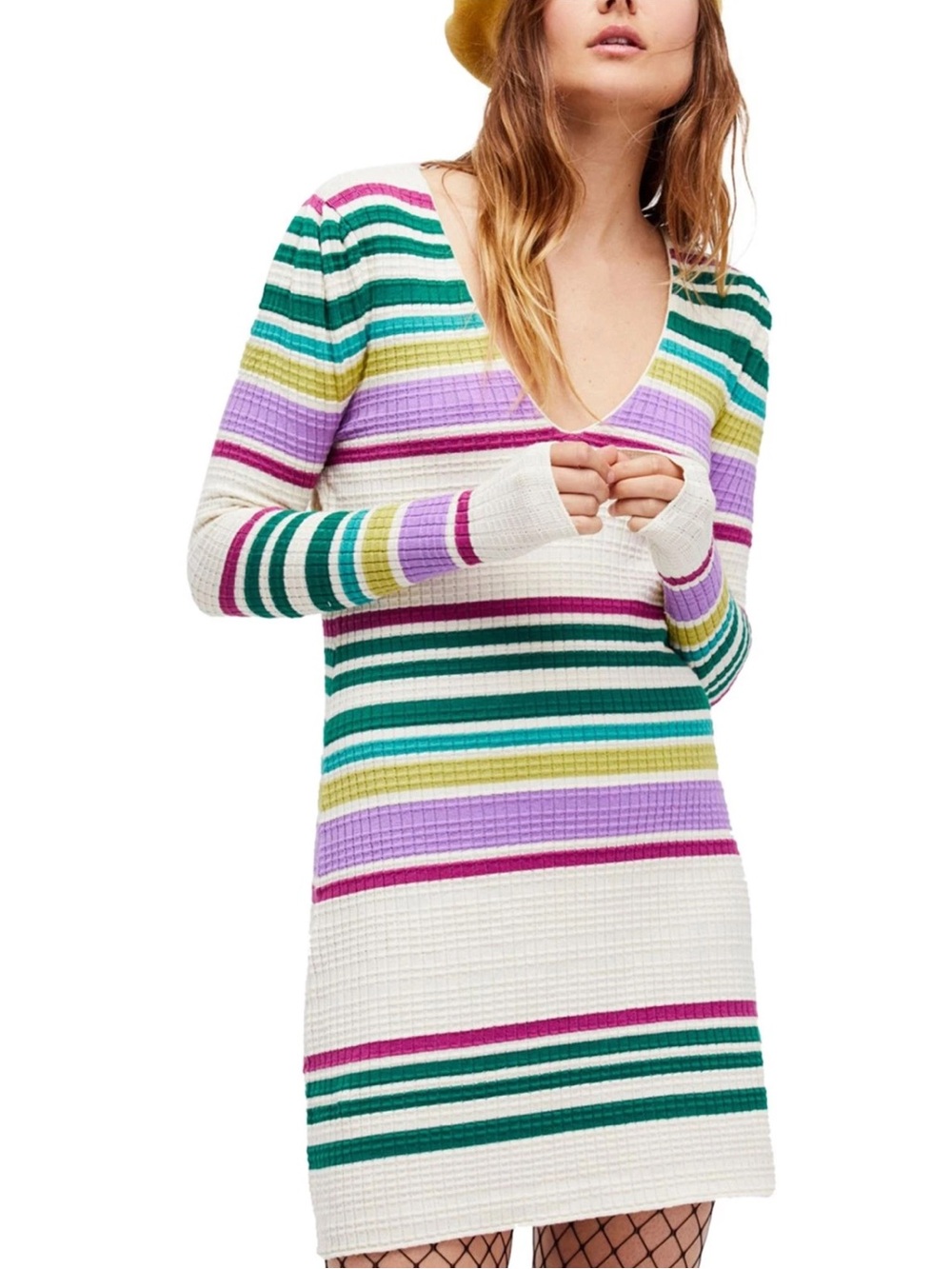 FREE PEOPLE GIDGET STRIPED SWEATER DRESS